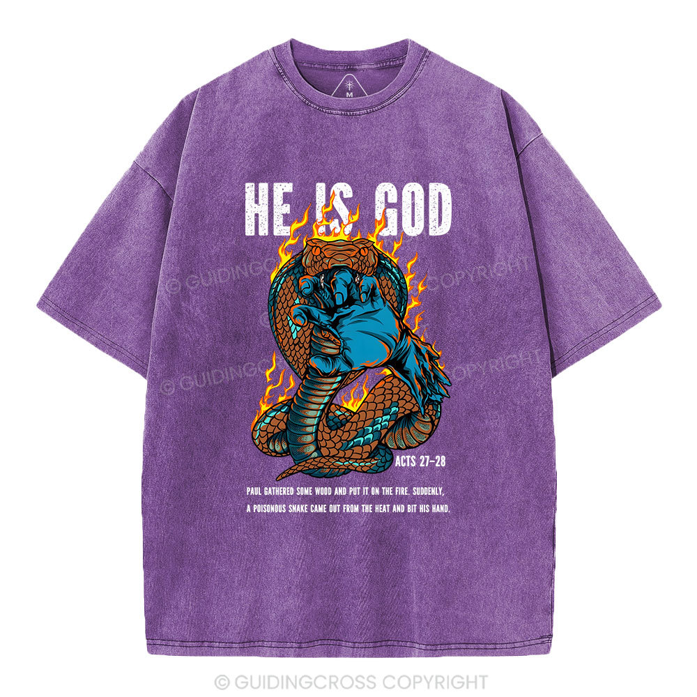 He Is God Christian Washed T-Shirt Sale - GuidingCross