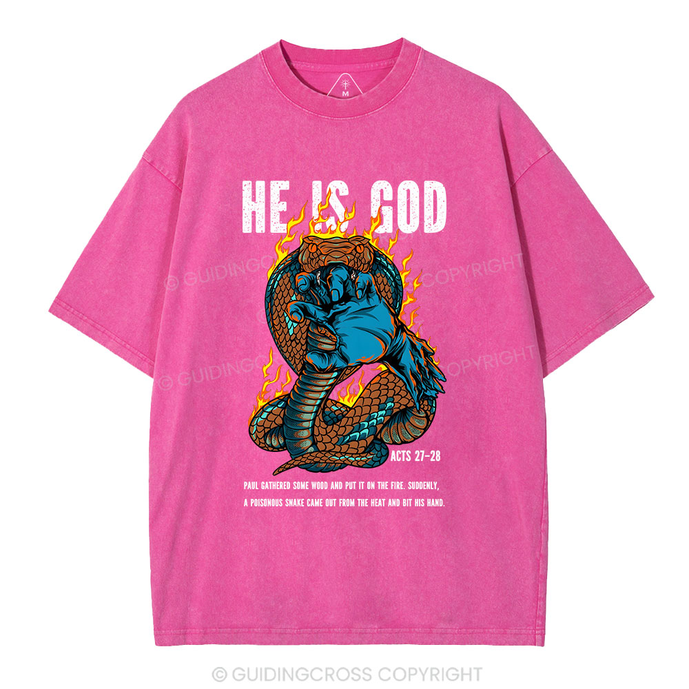 He Is God Christian Washed T-Shirt