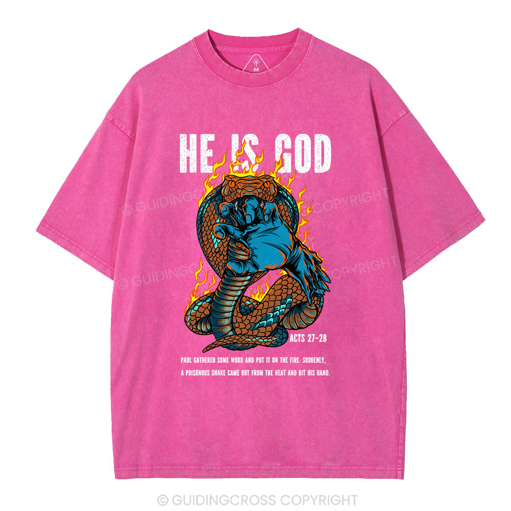 He Is God Christian Washed T-Shirt