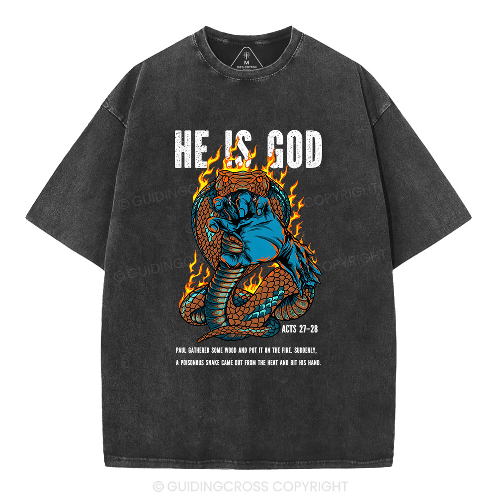 He Is God Christian Washed T-Shirt