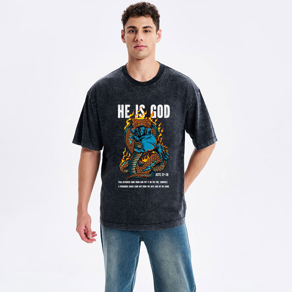 He Is God Christian Washed T-Shirt