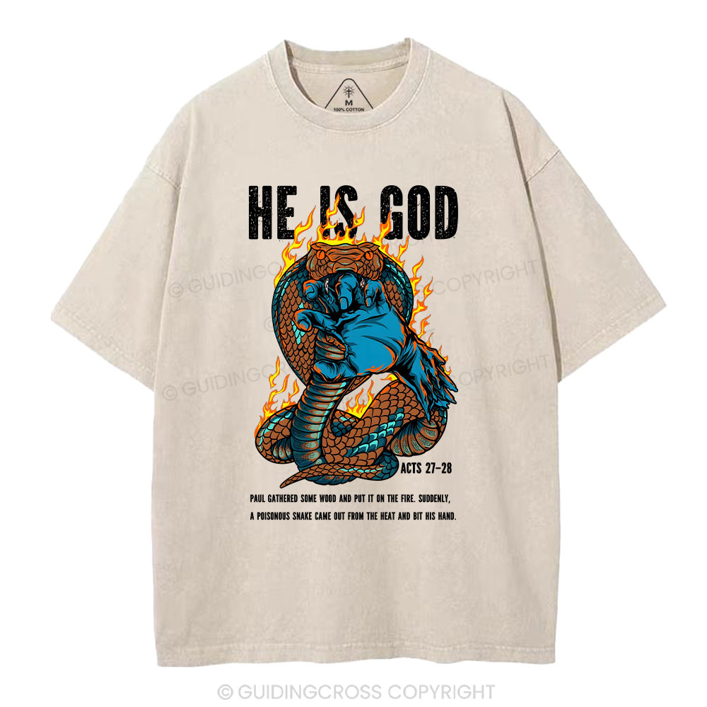 He Is God Christian Washed T-Shirt