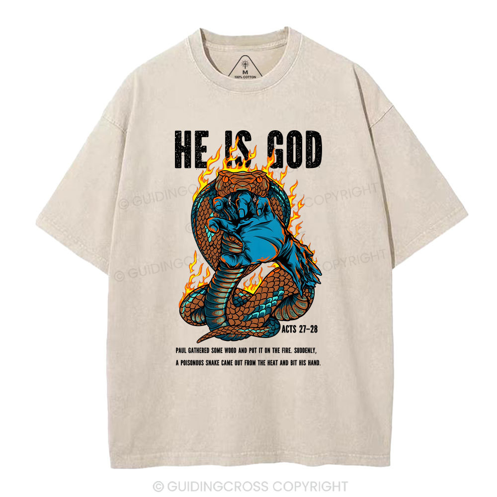 He Is God Christian Washed T-Shirt