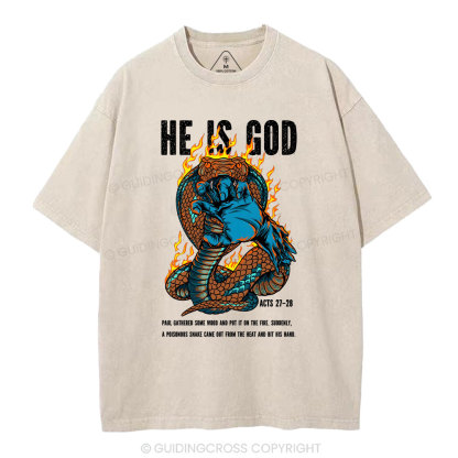 He Is God Christian Washed T-Shirt