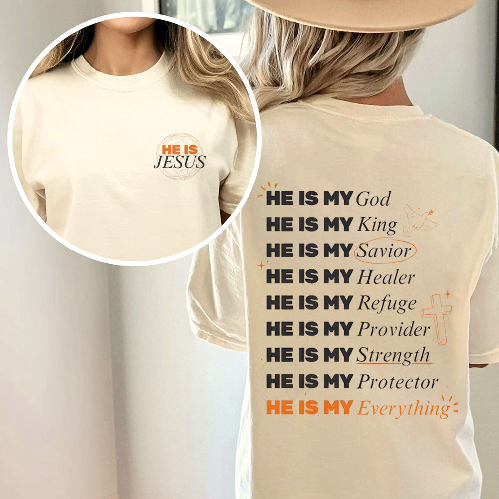 He Is My God Chirstian Washed T-Shirt