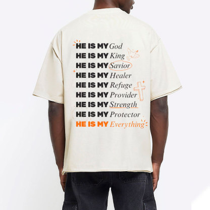 He Is My God Chirstian Washed T-Shirt