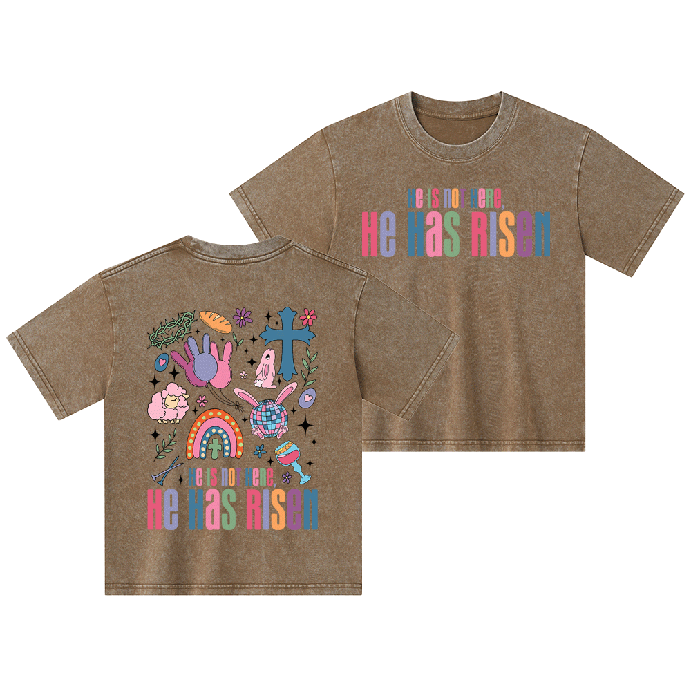 He Is Not Here,He Has Risen Christian Kid Washed T-Shirt