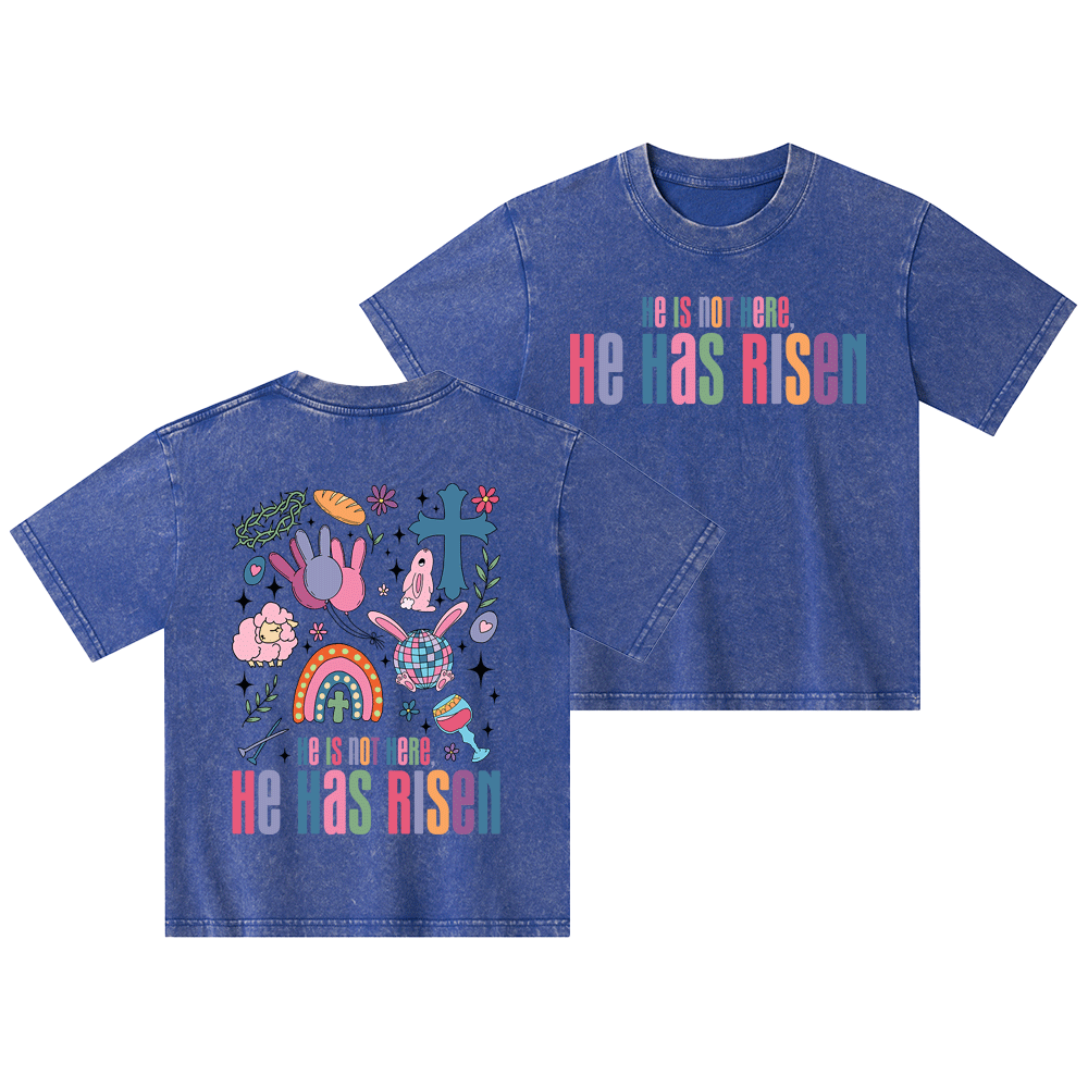 He Is Not Here,He Has Risen Christian Kid Washed T-Shirt