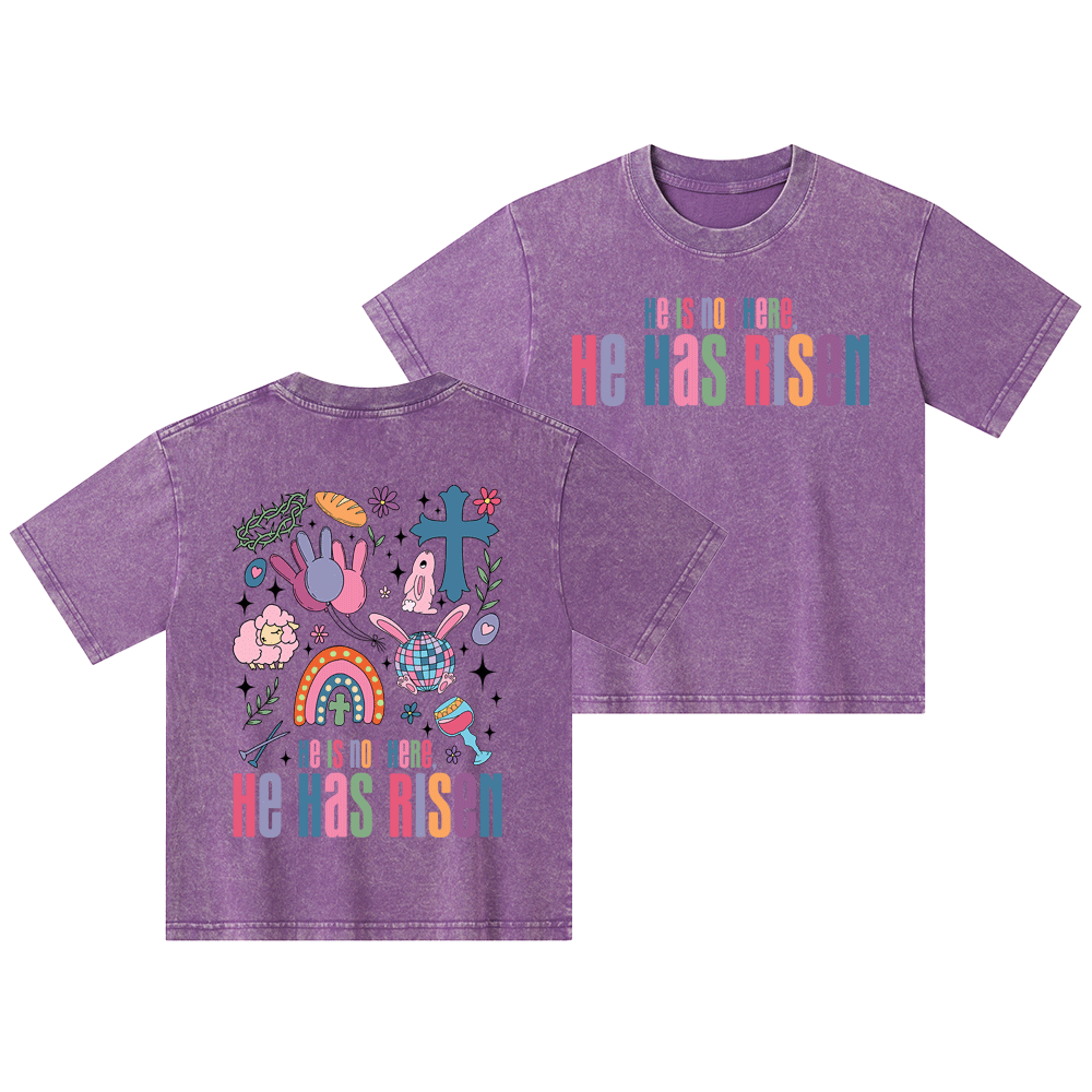 He Is Not Here,He Has Risen Christian Kid Washed T-Shirt
