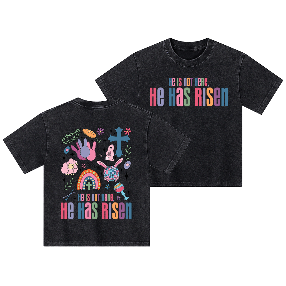 He Is Not Here,He Has Risen Christian Kid Washed T-Shirt