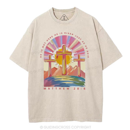 He Is Not Here Christian Washed T-Shirt