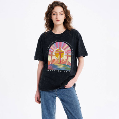 He Is Not Here Christian Washed T-Shirt
