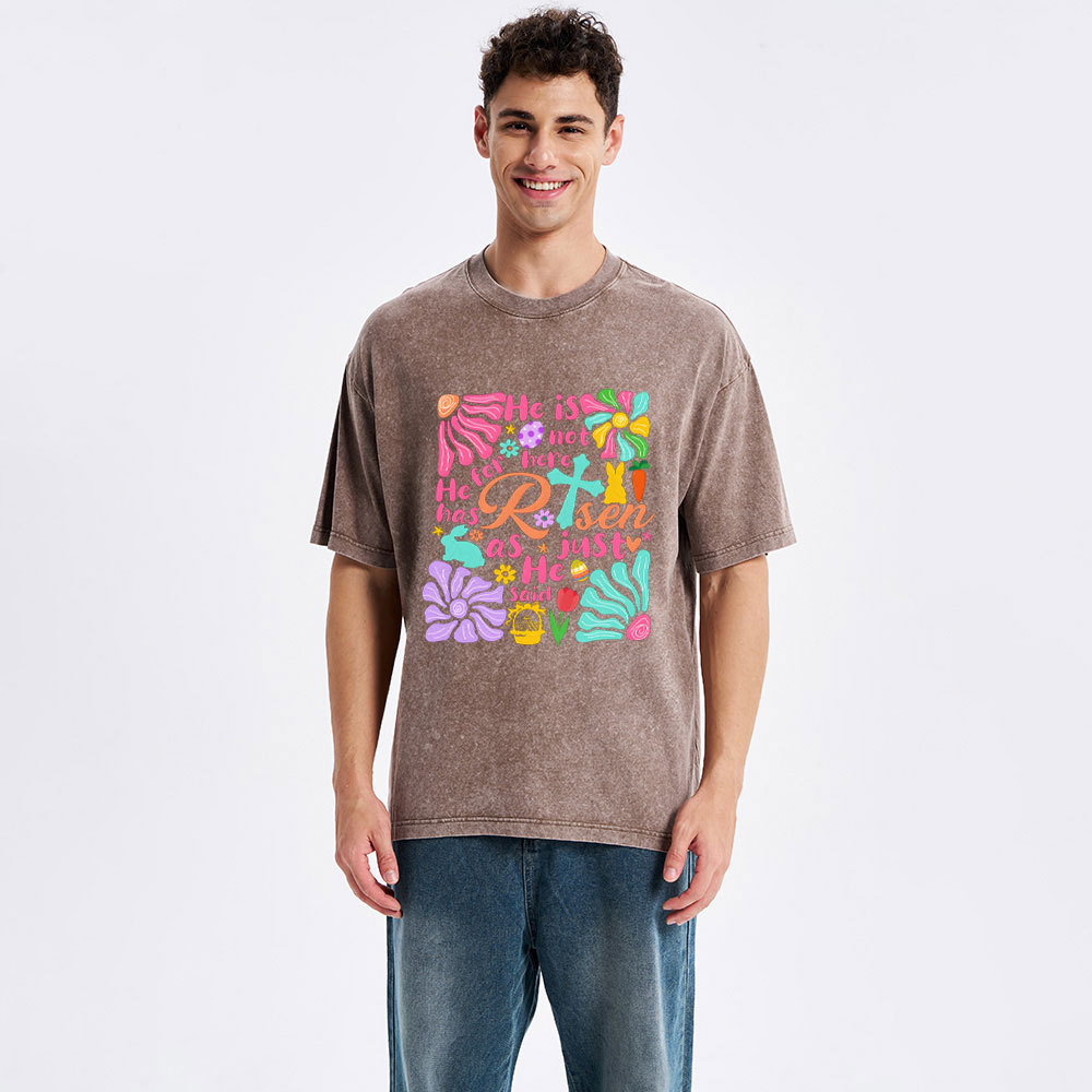 He Is Not Here Christian Washed T-Shirt