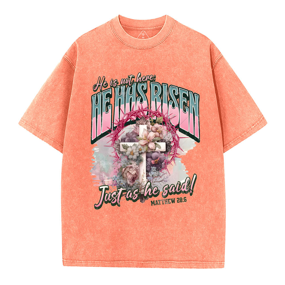 He Is Not Here Christian Washed T-Shirt