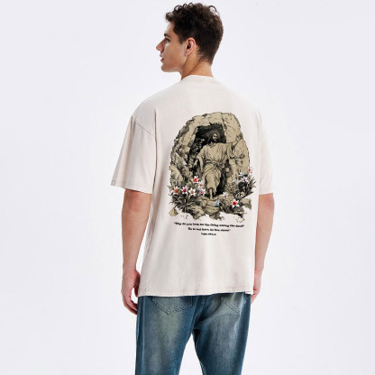 He Is Not Here He Is Risen Christian Washed T-Shirt