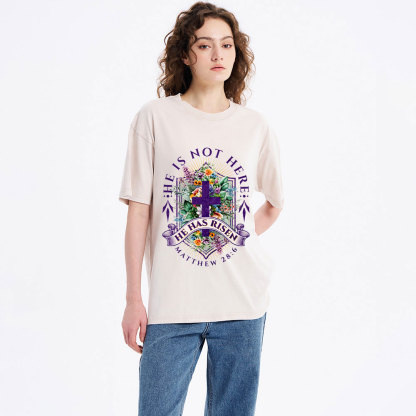 He Is Not Here He Is Risen  Christian Washed T-Shirt