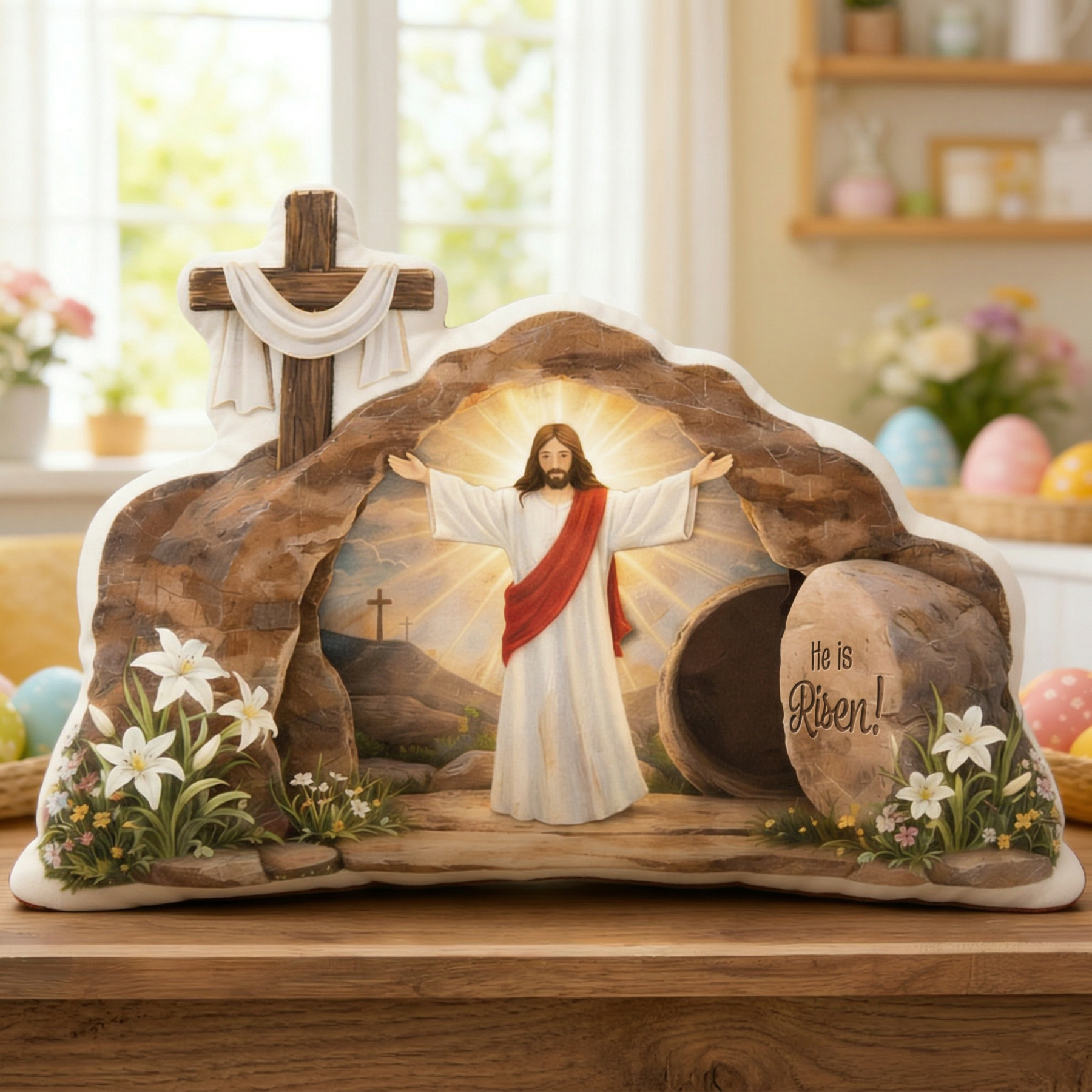 He Is Not Here He Is Risen Irregular Short Plush Pillow