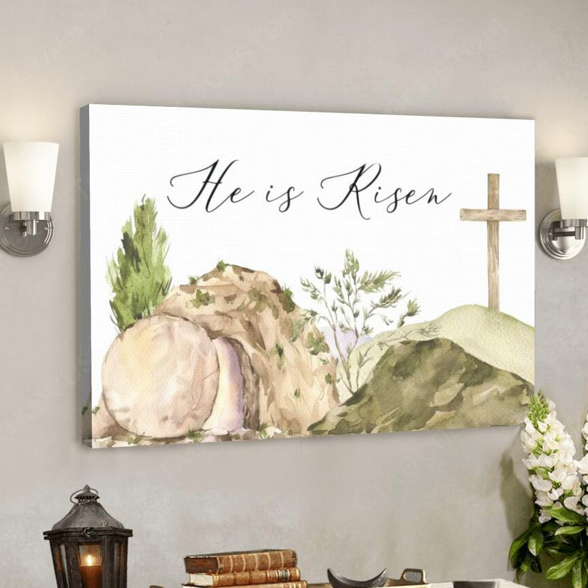 He Is Risen Christian Canvas Wall Art