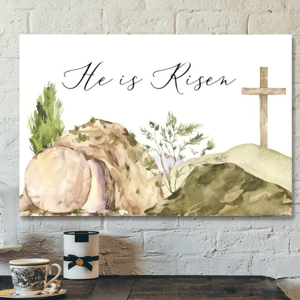 He Is Risen Christian Canvas Wall Art