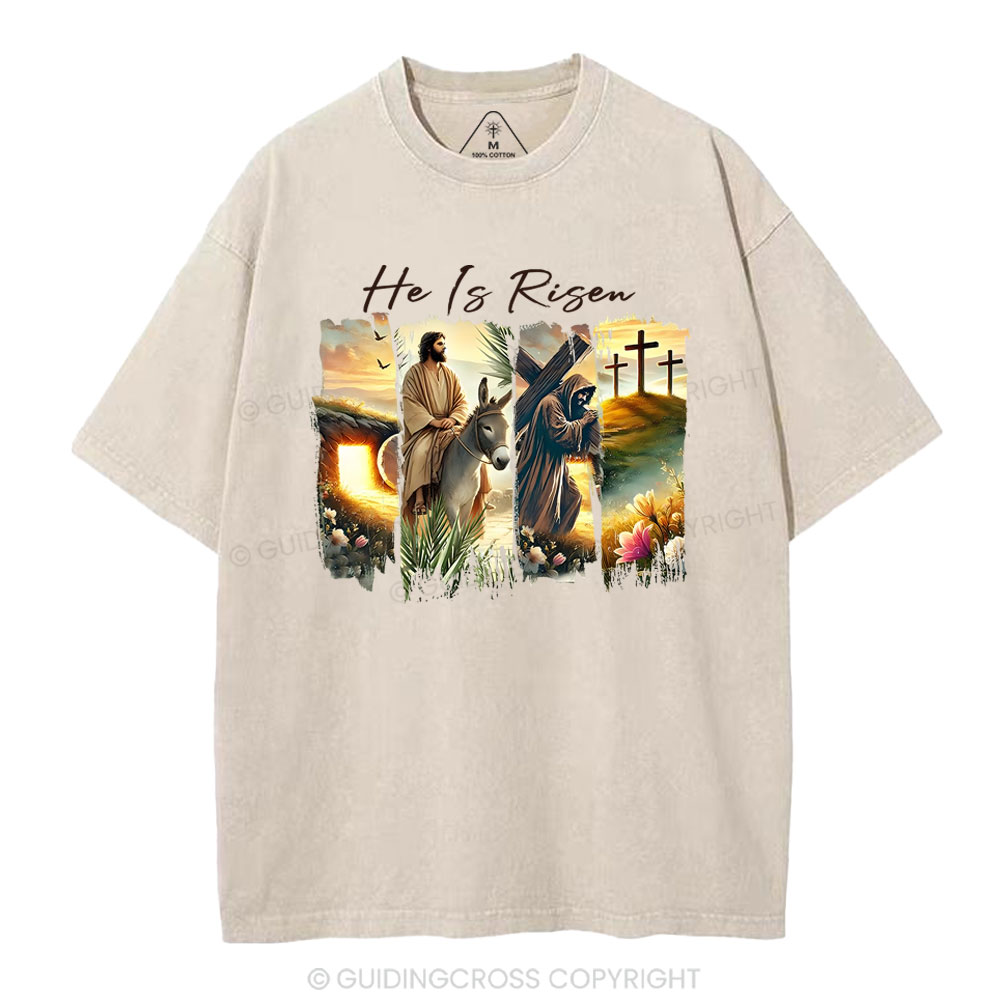 He Is Risen Boho Christian Washed T-Shirt
