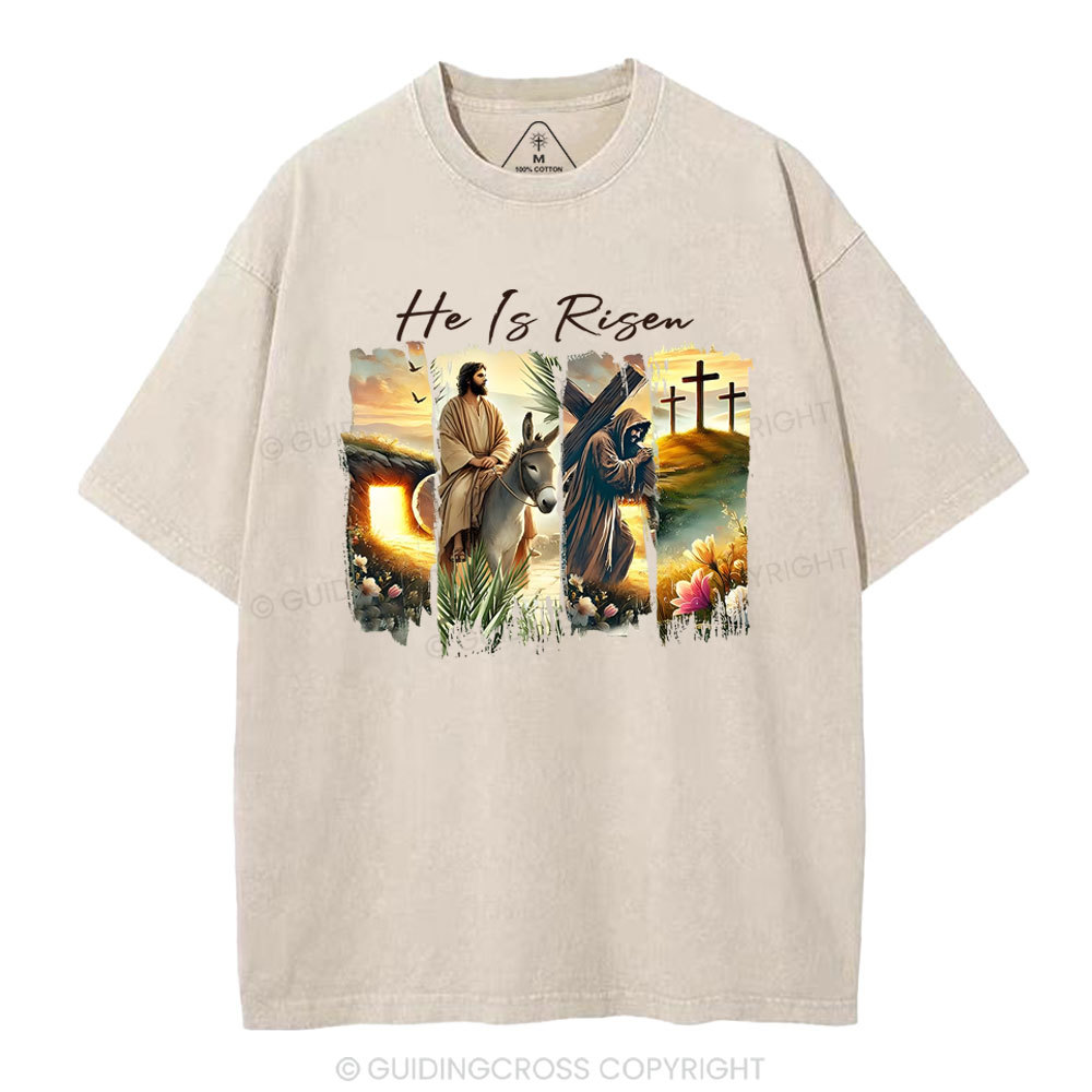 He Is Risen Boho Christian Washed T-Shirt