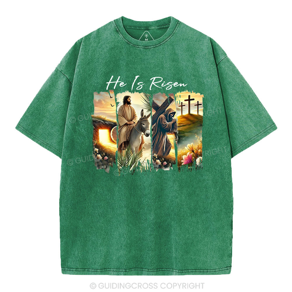 He Is Risen Boho Christian Washed T-Shirt
