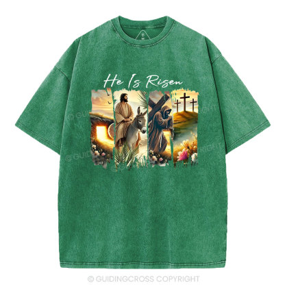 He Is Risen Boho Christian Washed T-Shirt