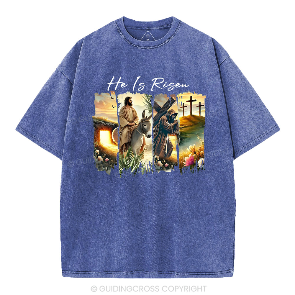 He Is Risen Boho Christian Washed T-Shirt