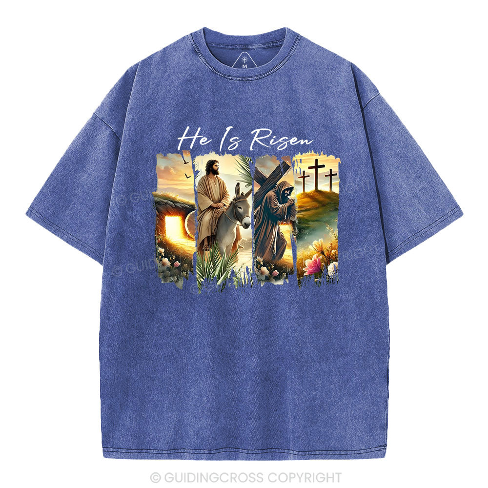 He Is Risen Boho Christian Washed T-Shirt