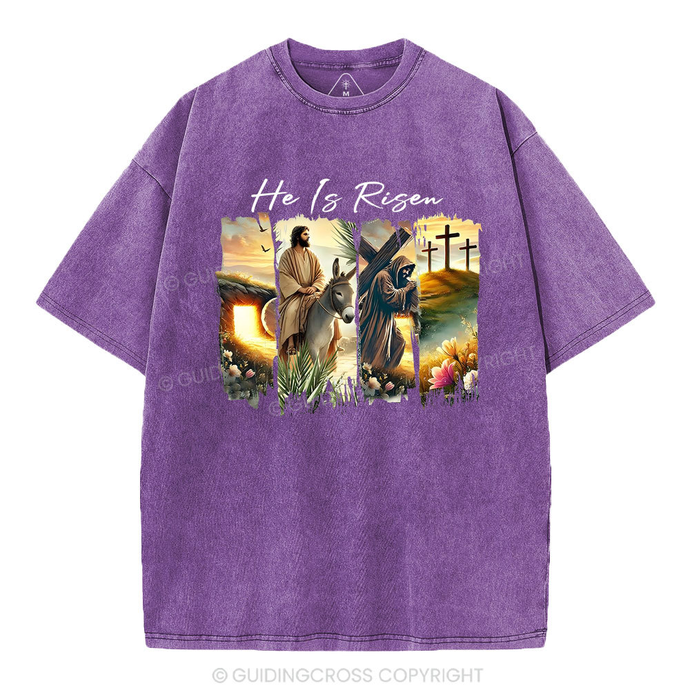 He Is Risen Boho Christian Washed T-Shirt