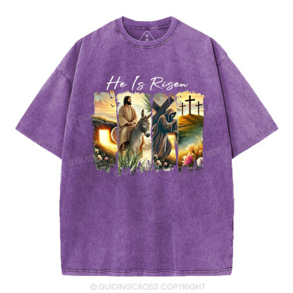 He Is Risen Boho Christian Washed T-Shirt