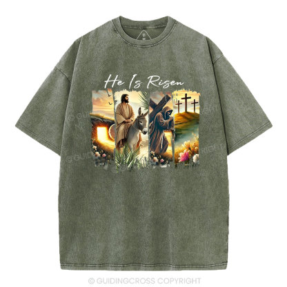He Is Risen Boho Christian Washed T-Shirt