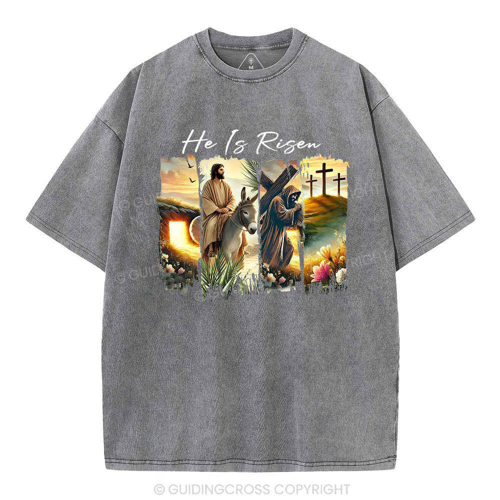 He Is Risen Boho Christian Washed T-Shirt