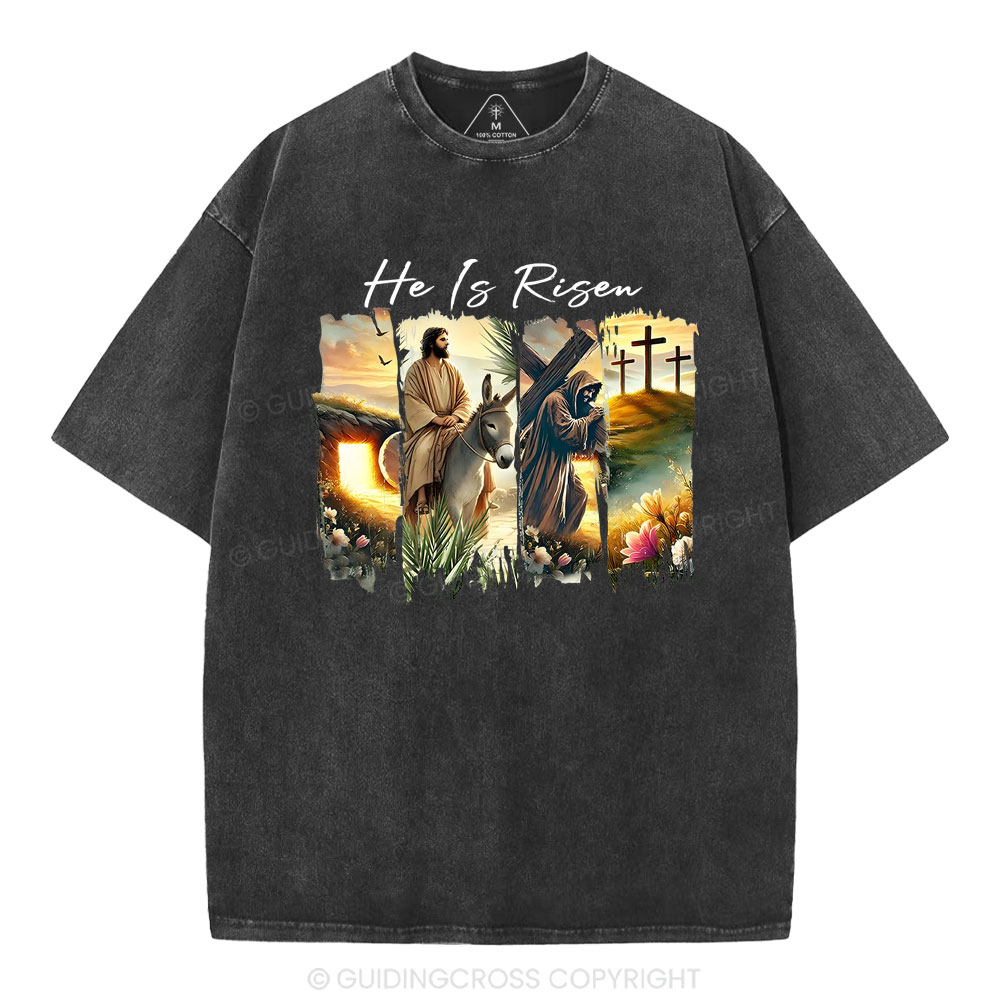 He Is Risen Boho Christian Washed T-Shirt