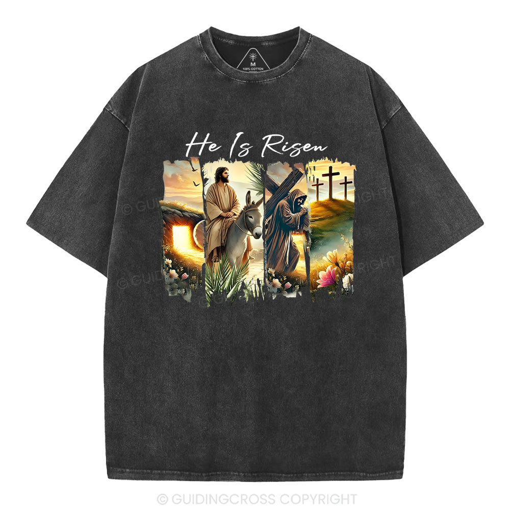 He Is Risen Boho Christian Washed T-Shirt
