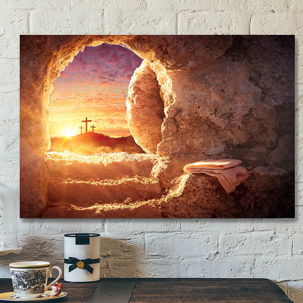 He Is Risen Christian Canvas Wall Art