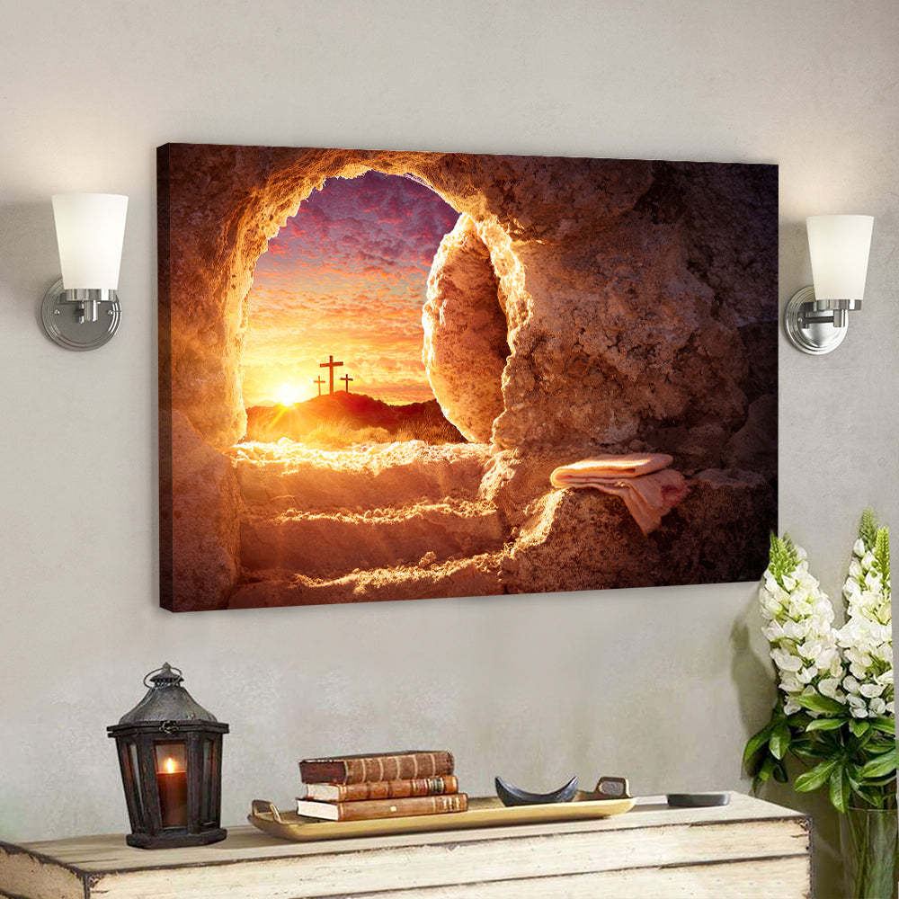 He Is Risen Christian Canvas Wall Art