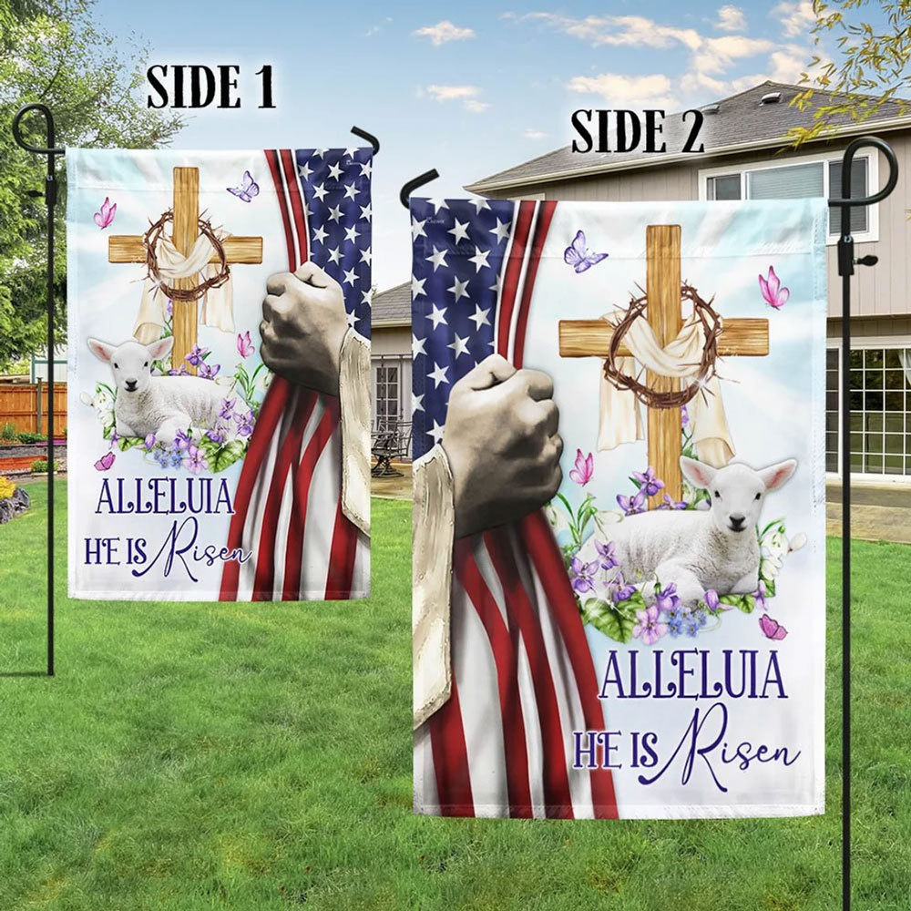 He Is Risen Christian Cross Flag