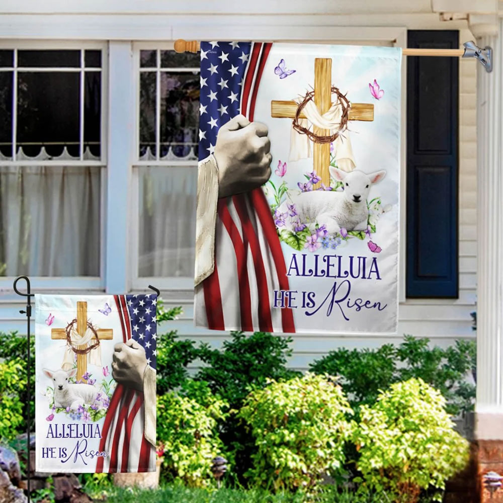 He Is Risen Christian Cross Flag