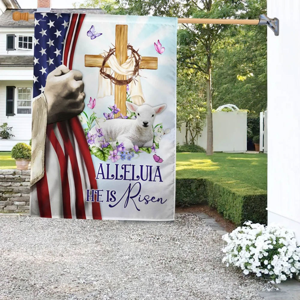 He Is Risen Christian Cross Flag