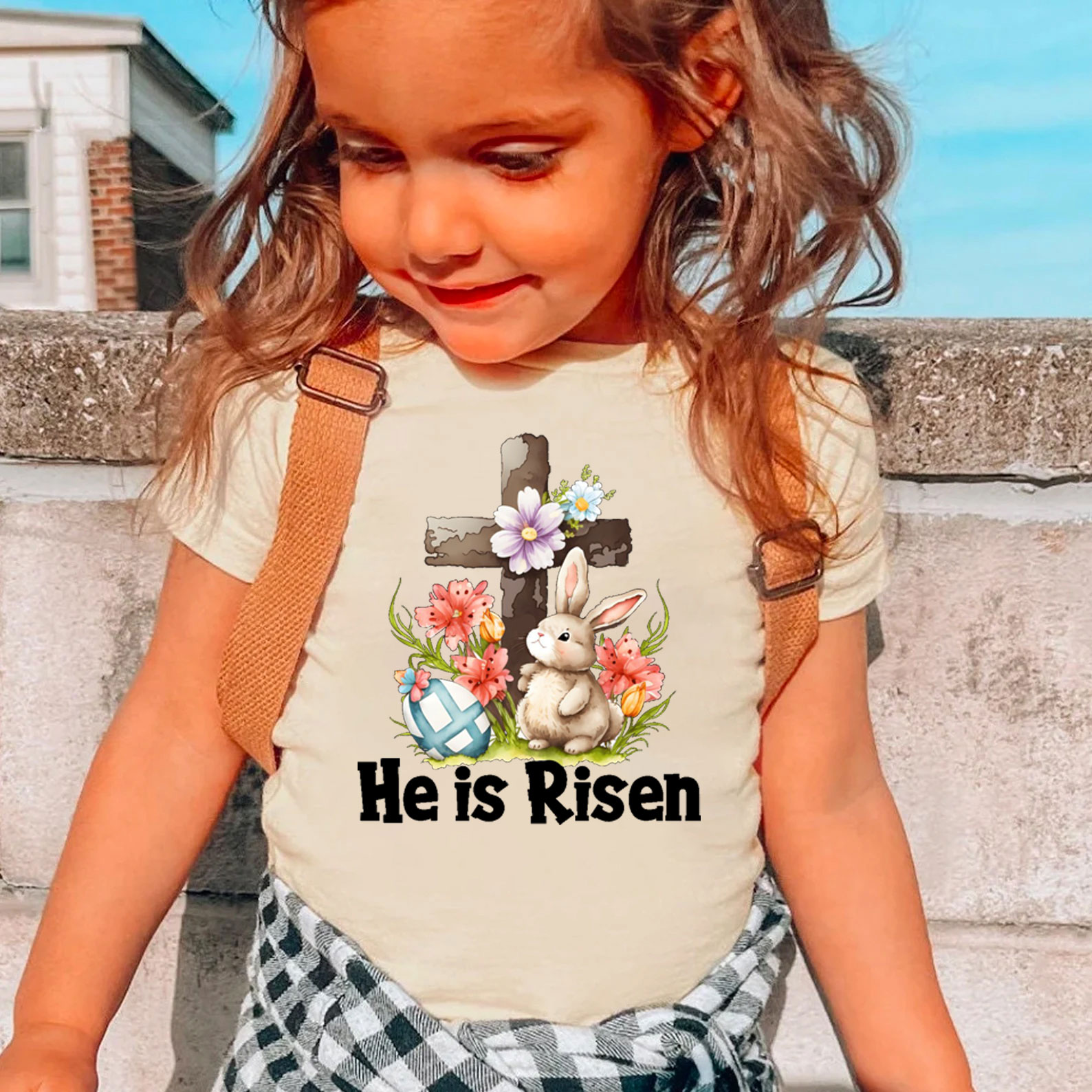 He Is Risen Christian Kid T-Shirt