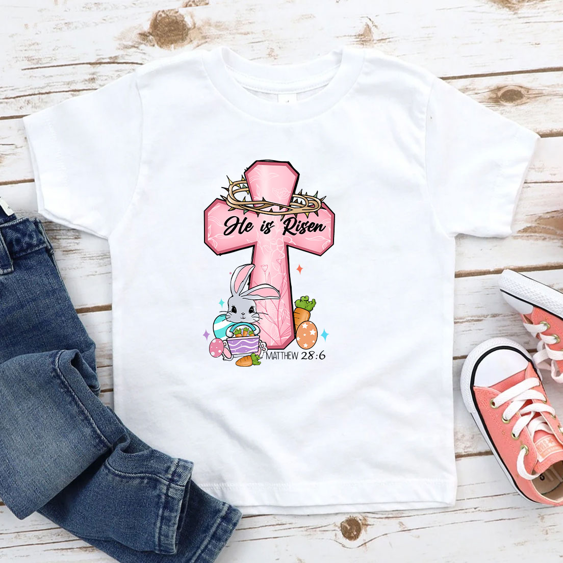 He Is Risen Christian Kid T-Shirt