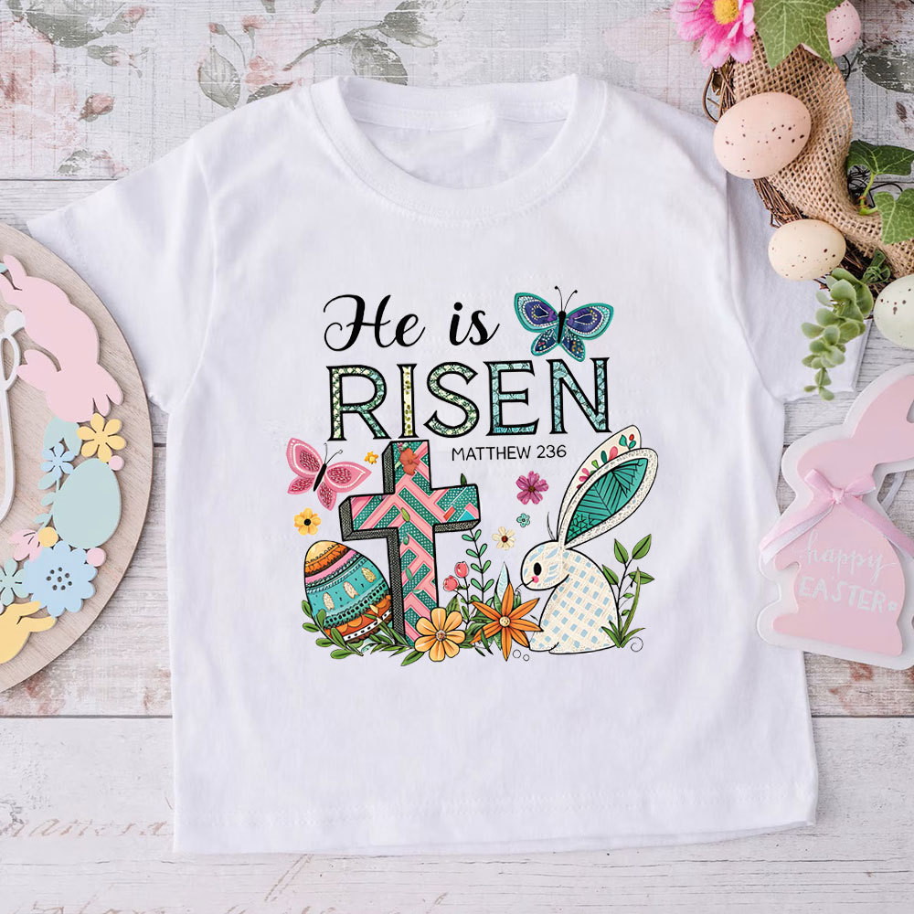 He Is Risen Christian Kid T-Shirt Sale - GuidingCross