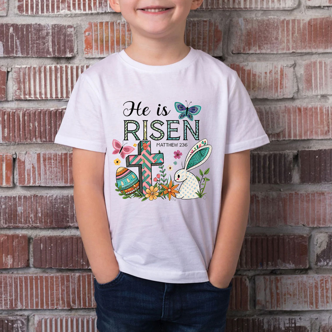 He Is Risen Christian Kid T-Shirt