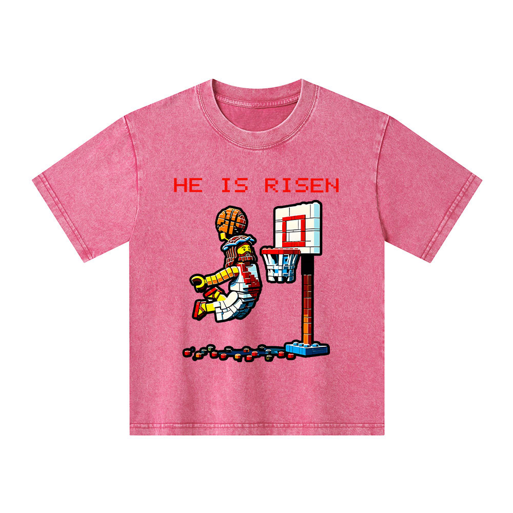 He Is Risen Christian Kid Washed T-Shirt