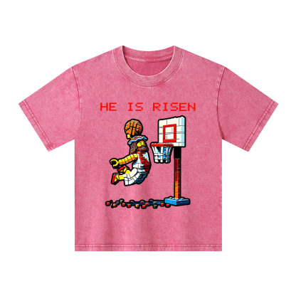 He Is Risen Christian Kid Washed T-Shirt