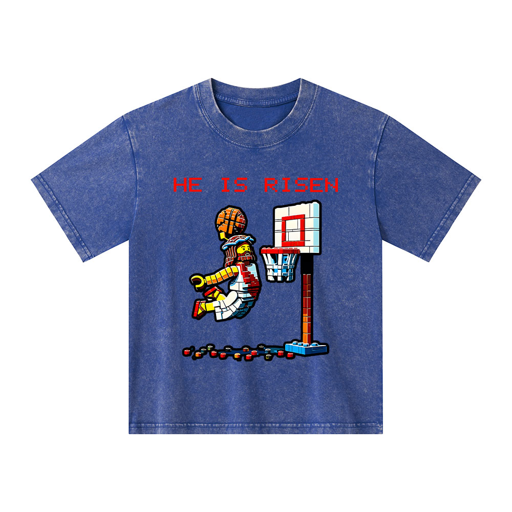 He Is Risen Christian Kid Washed T-Shirt