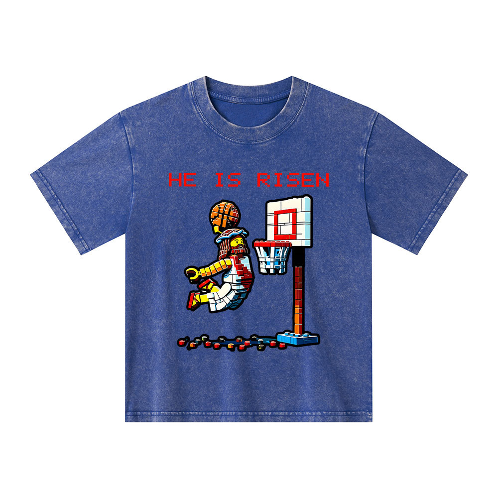 He Is Risen Christian Kid Washed T-Shirt