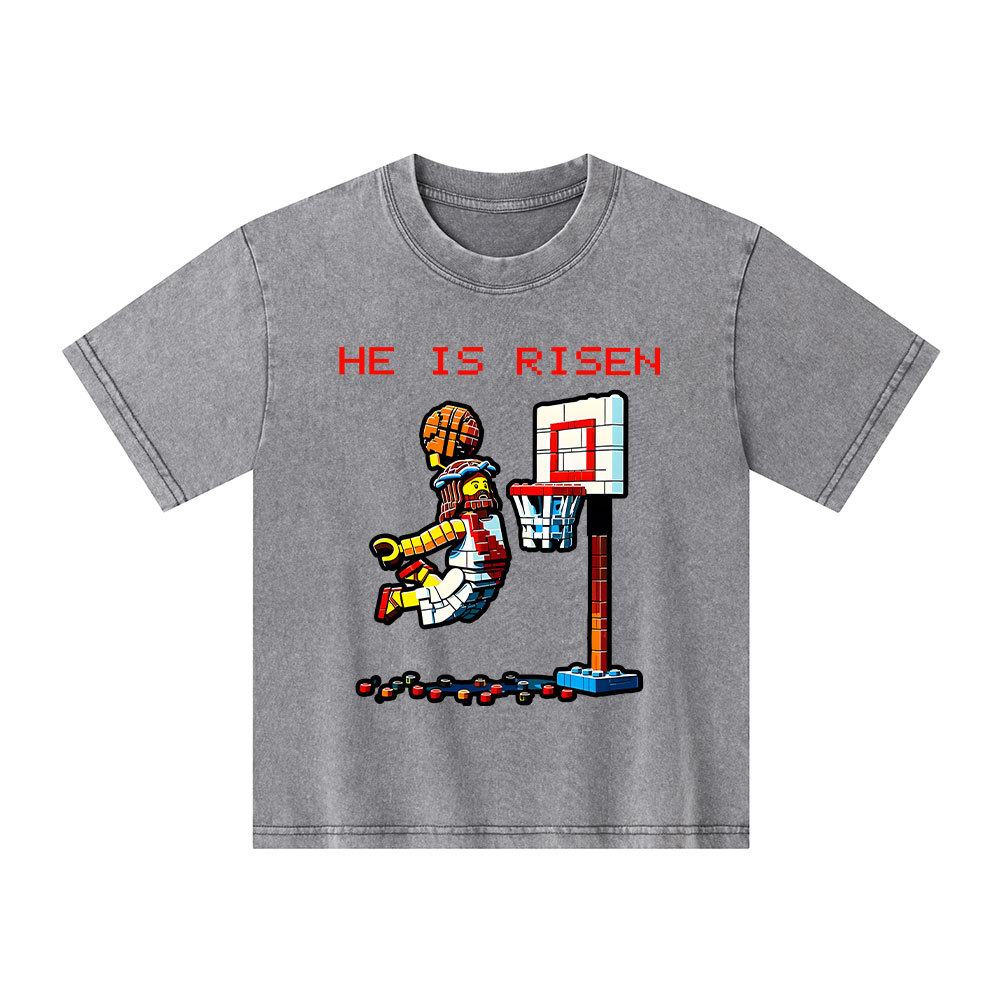 He Is Risen Christian Kid Washed T-Shirt