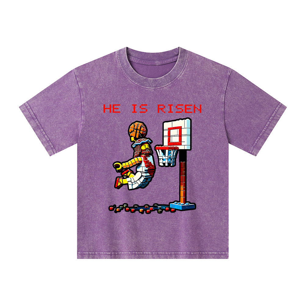 He Is Risen Christian Kid Washed T-Shirt